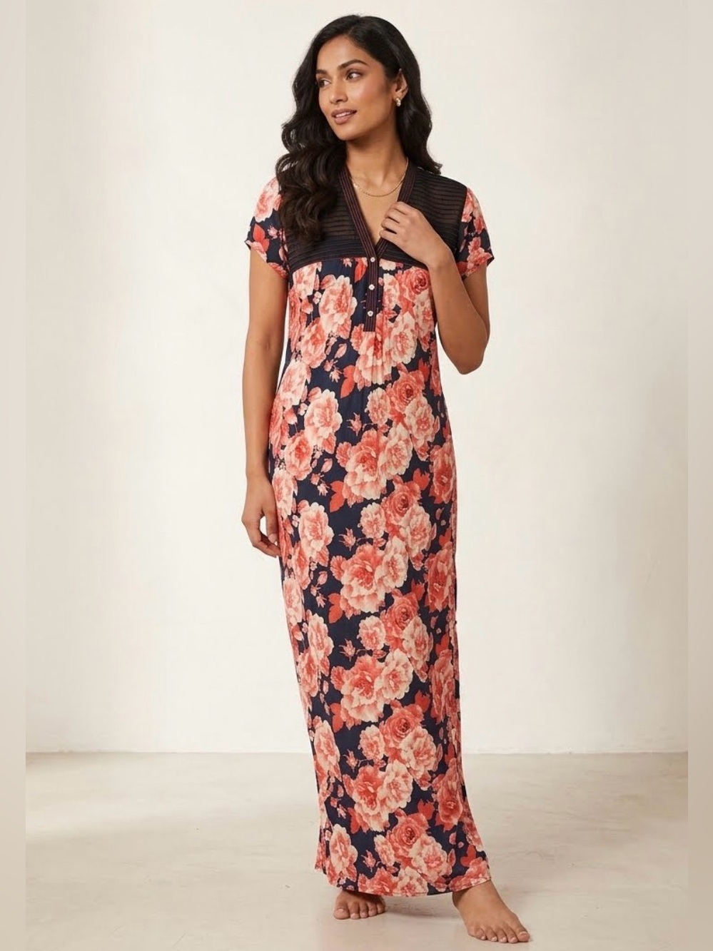 Angelina Red and Pink Flutter Sleeve Sundress